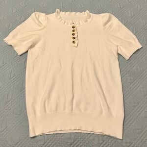 NWOT Women’s White Puffed Sleeve Sweater, Size Medium